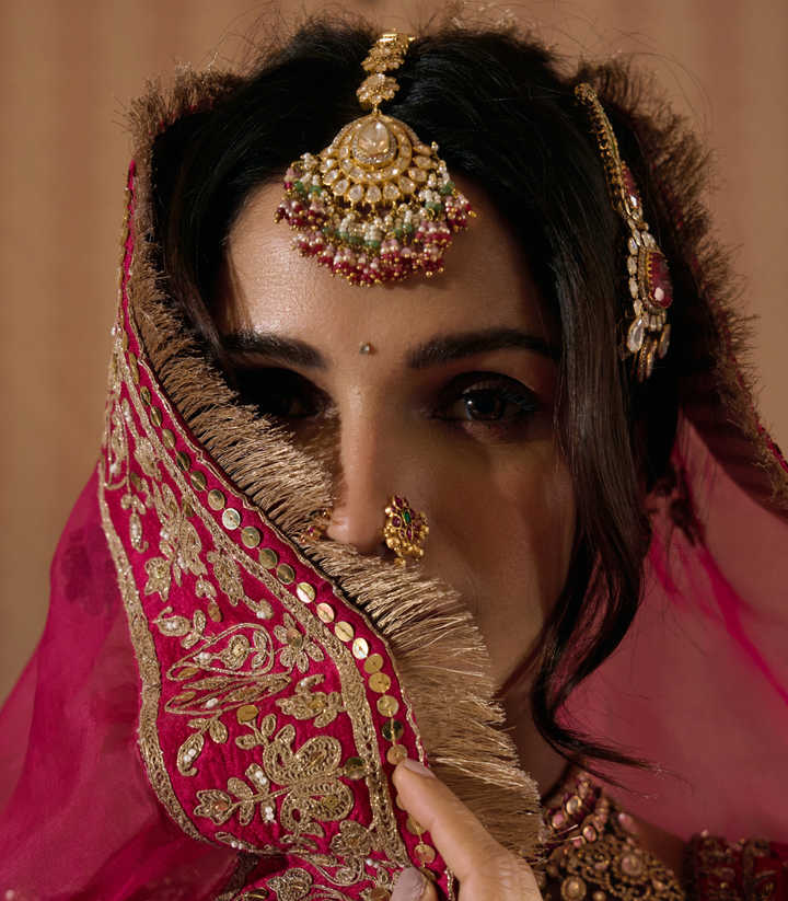 APRAJITA RED & GREEN MOISSANITE TIKA