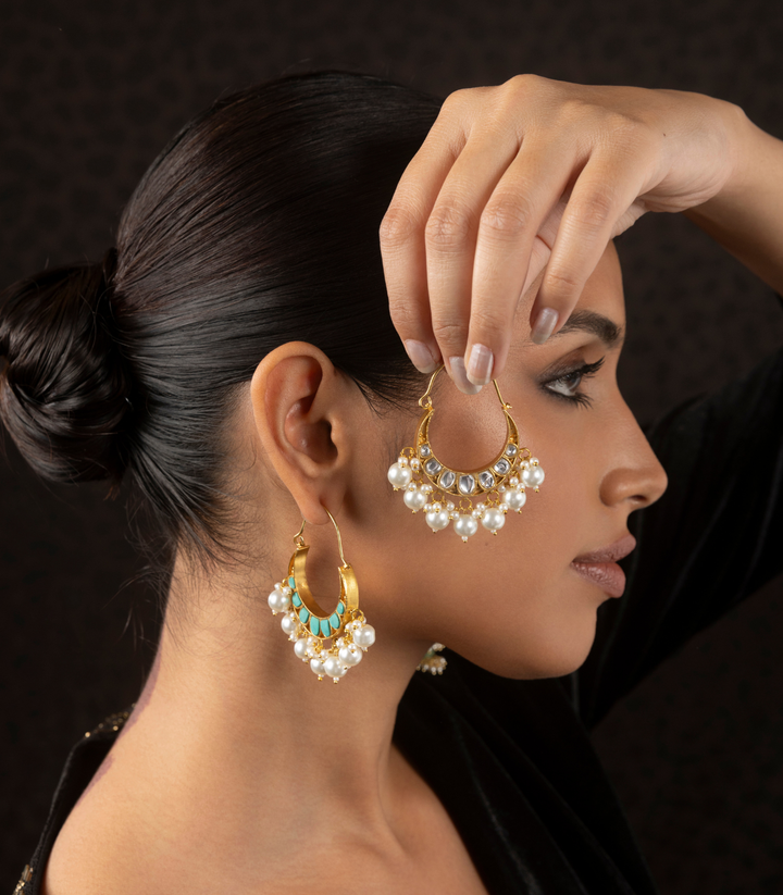 KAUSHINI TURQUOISE REVERSIBLE CHANDBALI