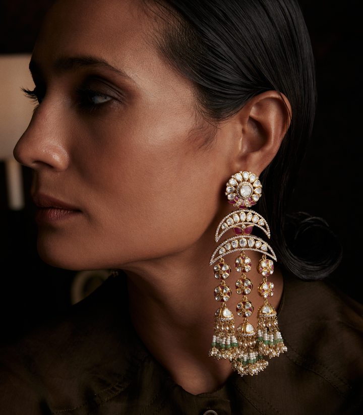 TANIA GREEN MOSINATE STATEMENT EARRING