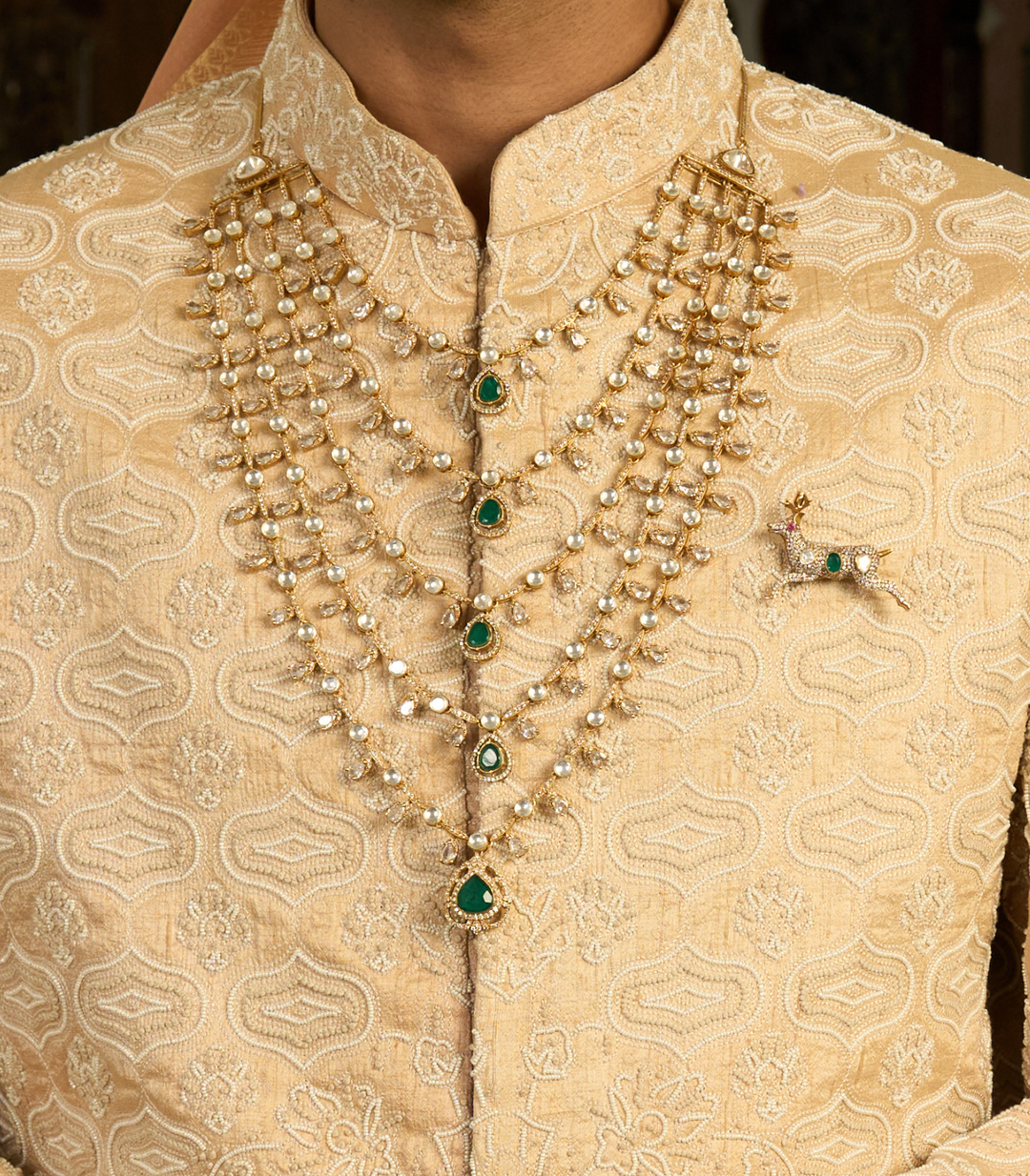 DEVISHA GOLD PLATED POLKI LONG NECKLACE