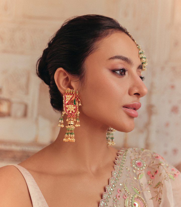 TANVI RED & GREEN MOISSANITE JHUMKA