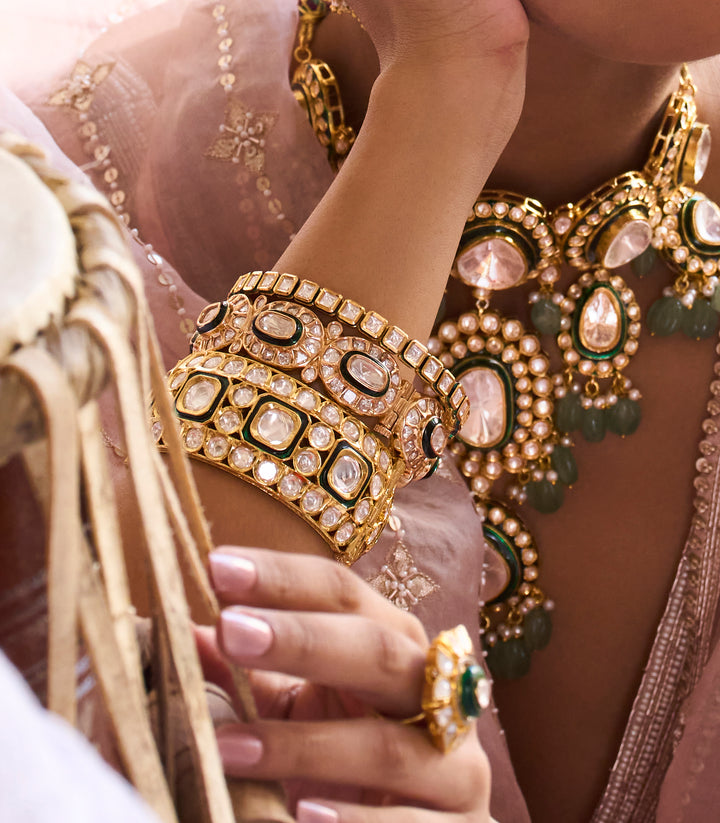 MEHER GREEN POLKI BANGLES