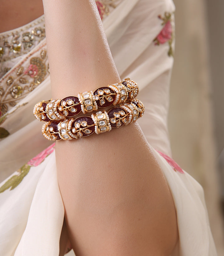 MENKA RED KUNDAN BANGLES