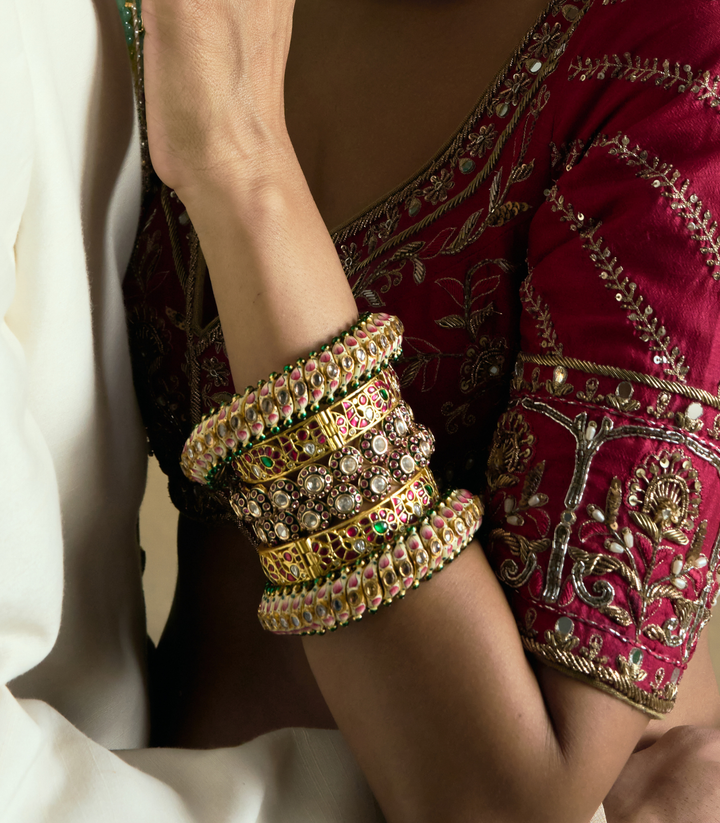 ENISHA RED POLKI BANGLES