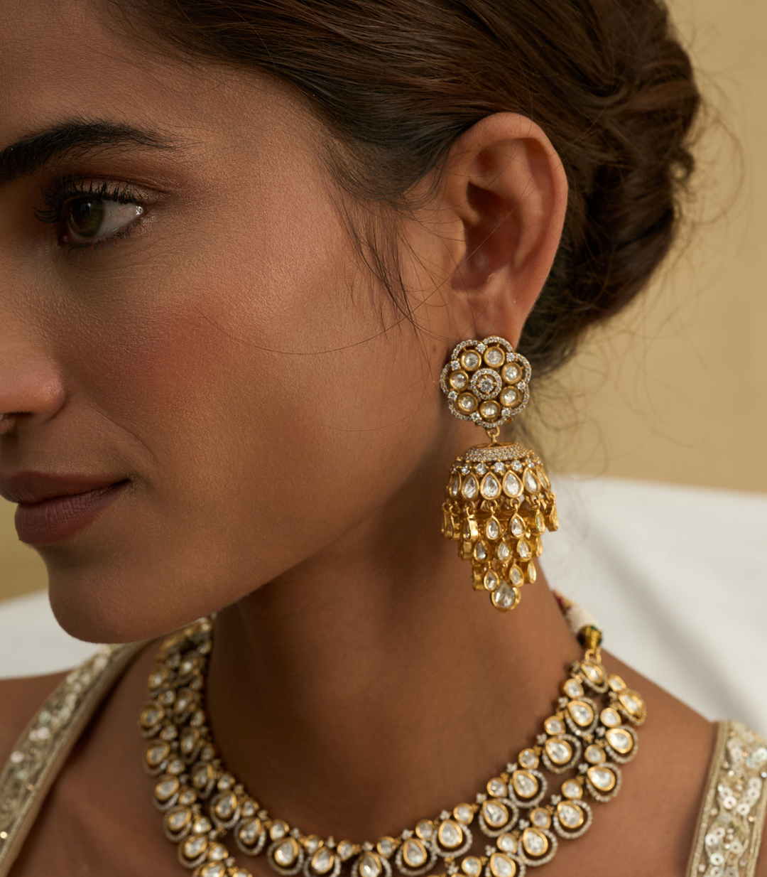 VARUNIKA GOLD PLATED POLKI JHUMKA