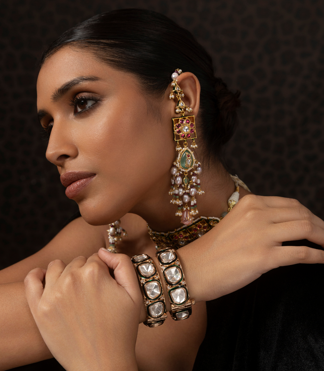 RISHA GREEN POLKI BANGLES