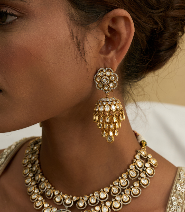 VARUNIKA GOLD PLATED POLKI JHUMKA