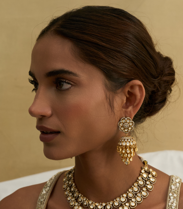 VARUNIKA GOLD PLATED POLKI JHUMKA