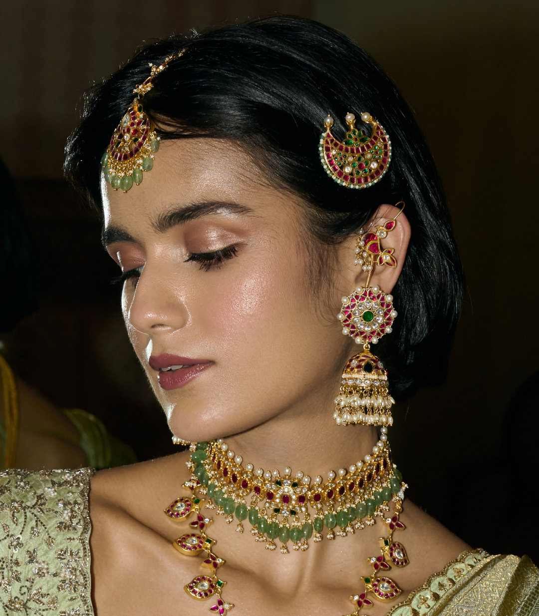 TARANNUM  RED & GREEN KUNDAN CHOKER