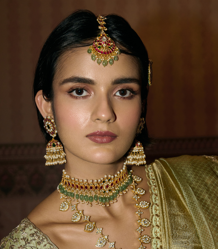 TARANNUM  RED & GREEN KUNDAN CHOKER