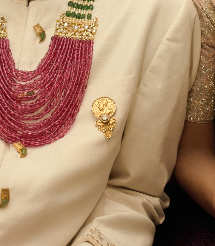 ATHARVA GOLD PLATED POLKI BROOCH