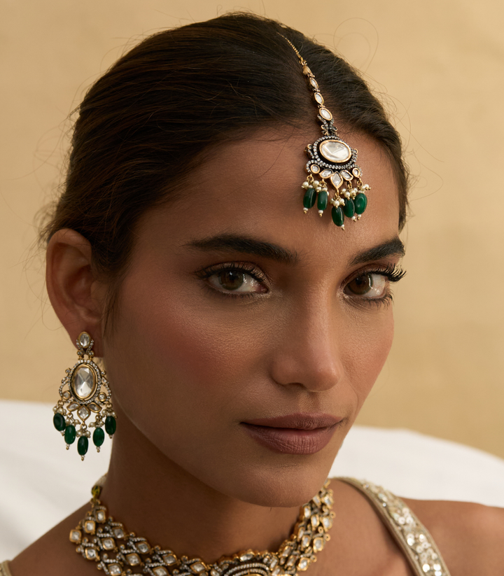 ALKA GREEN POLKI NECKLACE SET