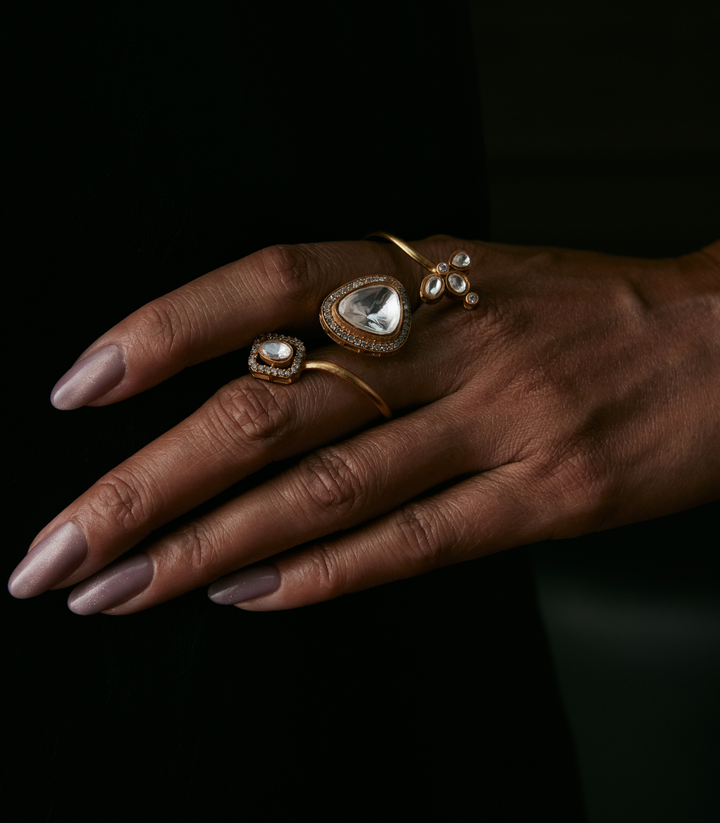GITALI GOLD PLATED POLKI RING
