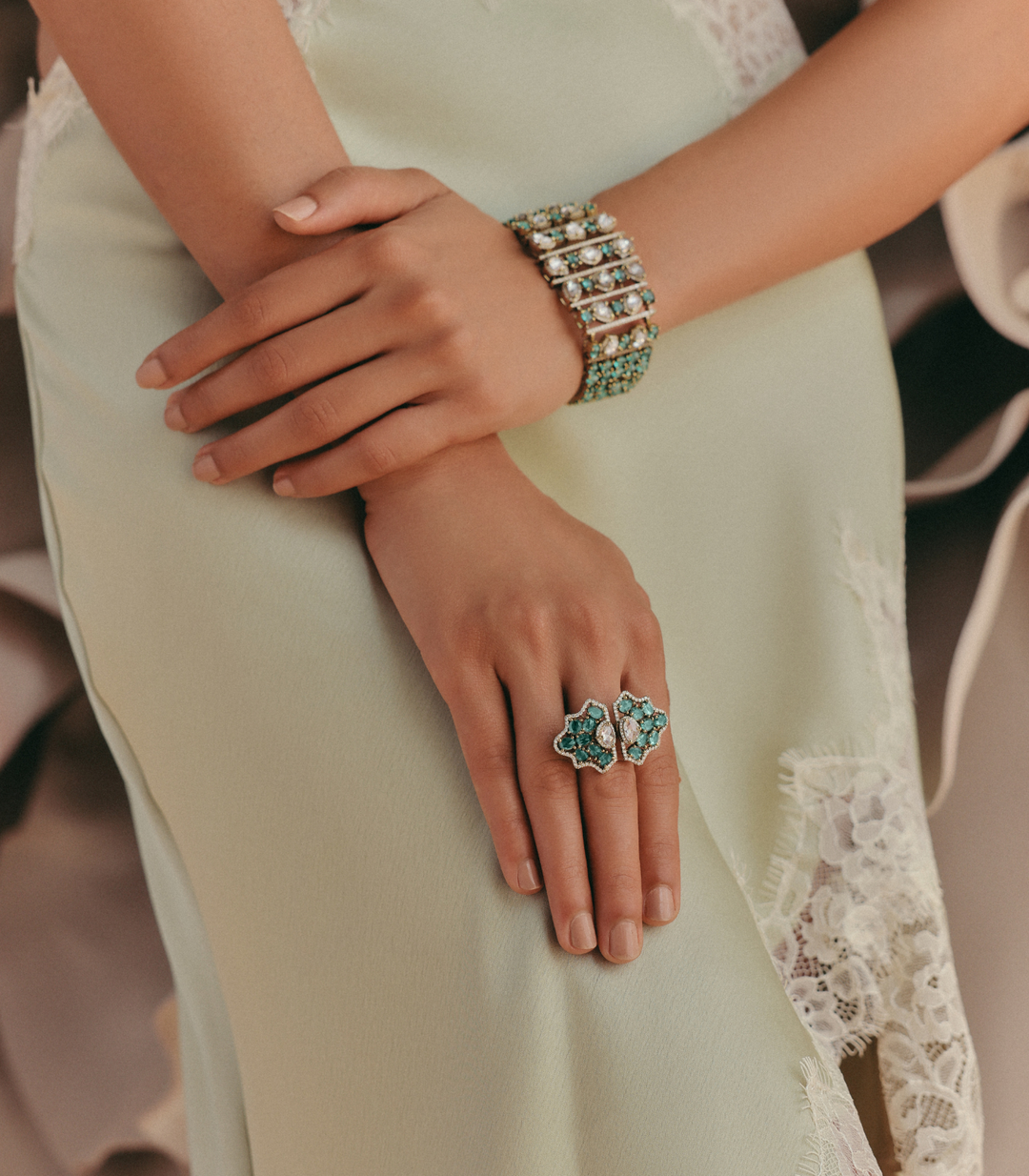 SHRESHTA MINT ROSE CUT RING