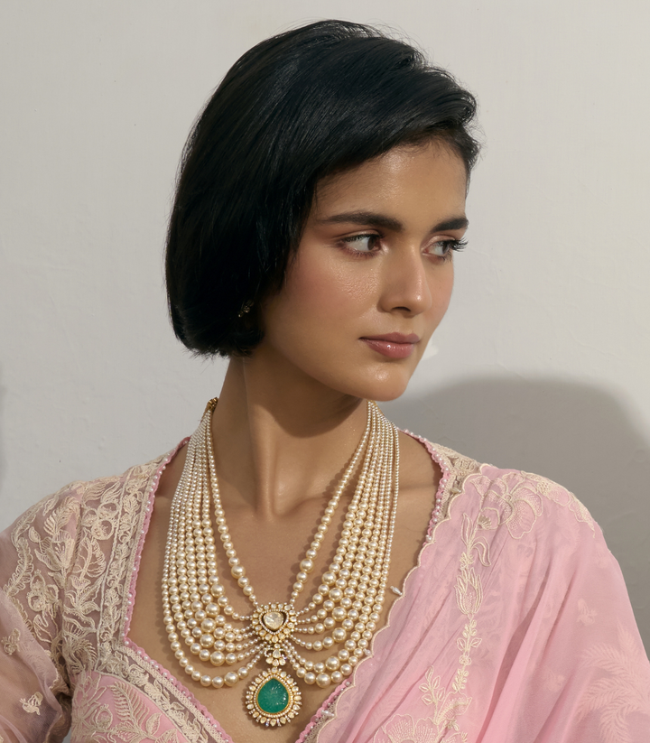 GAURIKA GREEN MOISSANITE LONG NECKLACE