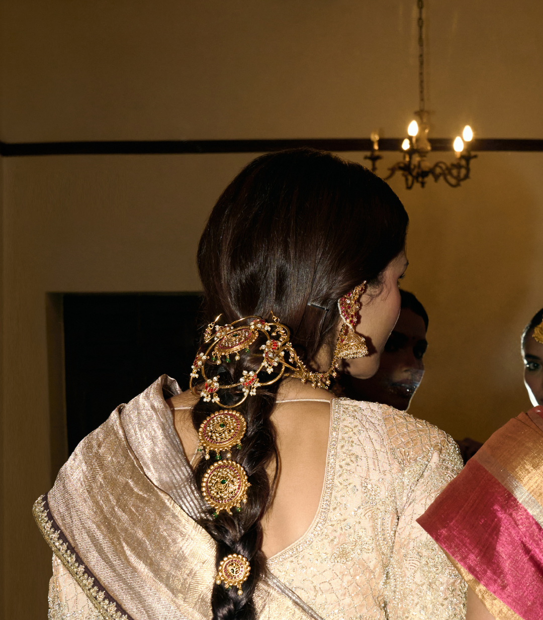 SAANVI RED & GREEN  GOLD PLATED CHOTI