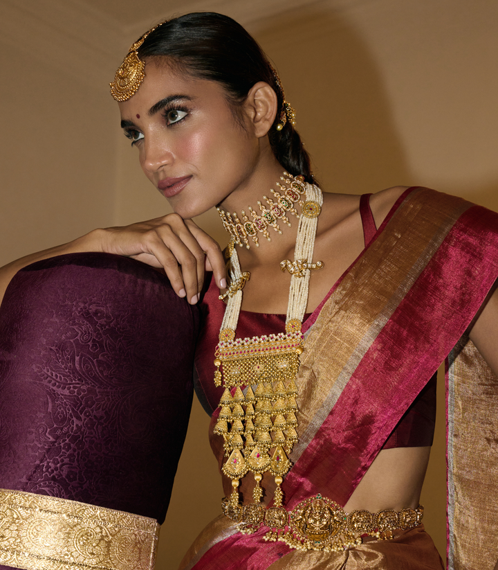 YAMIKA GOLD PLATED  KUNDAN LONG NECKLACE