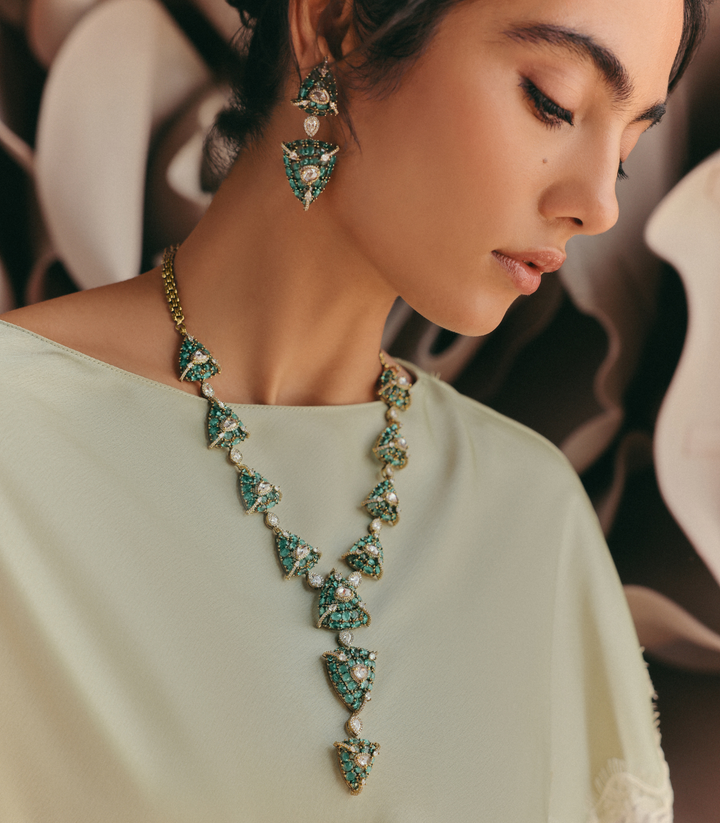 KEYA MINT ROSE CUT NECKLACE SET