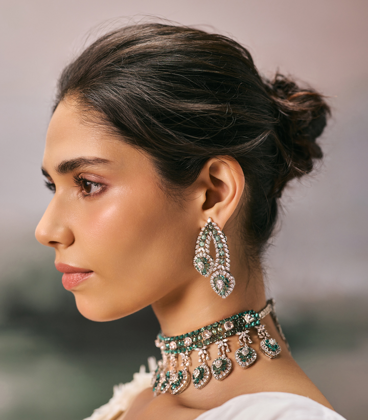 SADHIKA MINT ZIRCON NECKLACE SET
