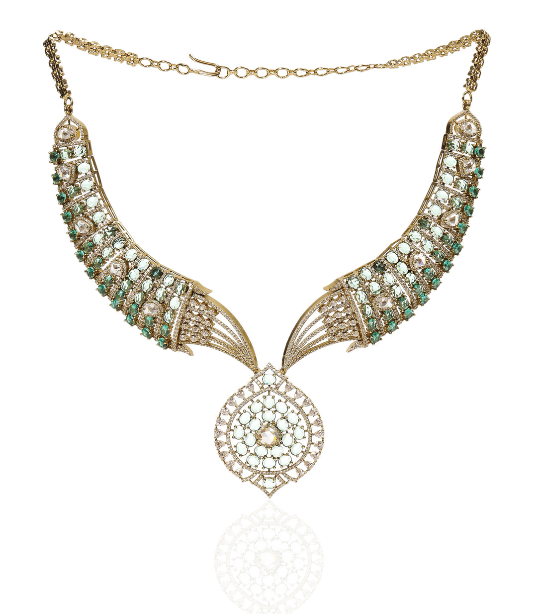 ANAYA GREEN ROSE CUT NECKLACE SET