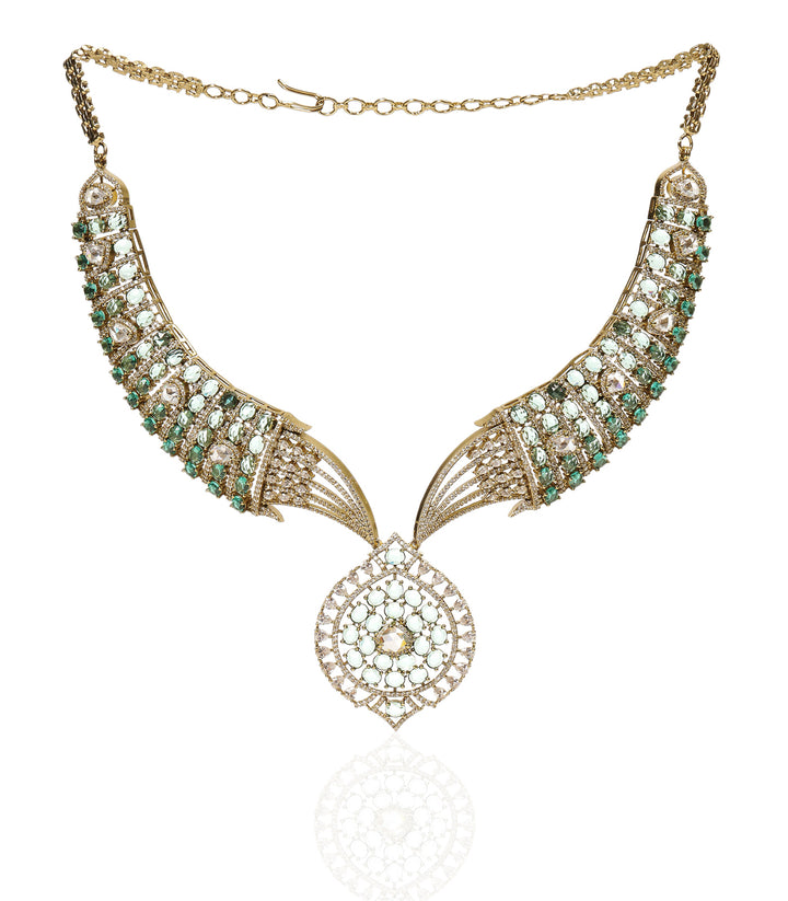 ANAYA GREEN ROSE CUT NECKLACE SET