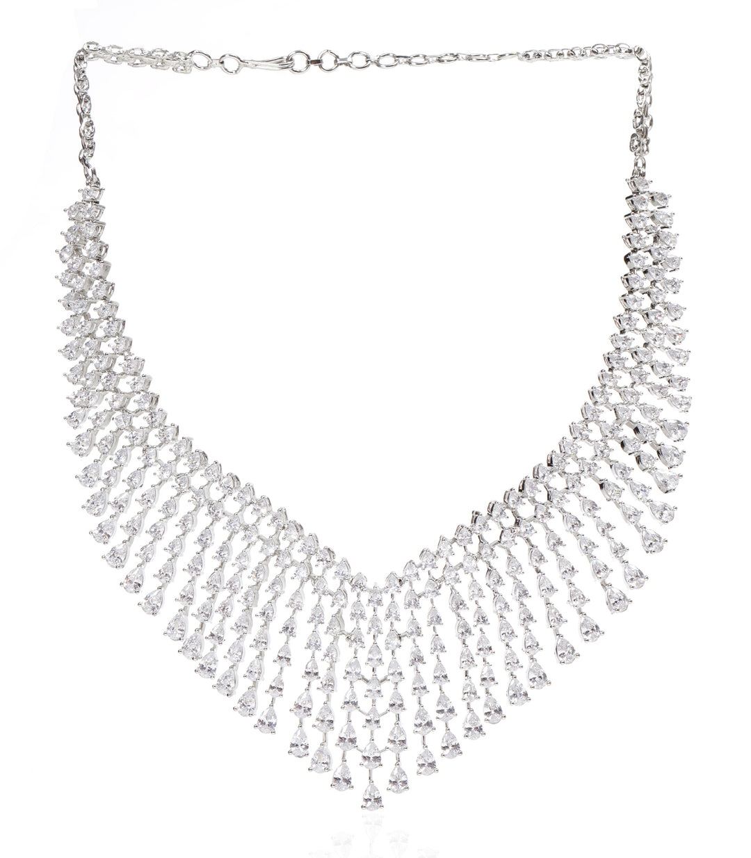 MAHI SILVER FINISH ZIRCON NECKLACE SET