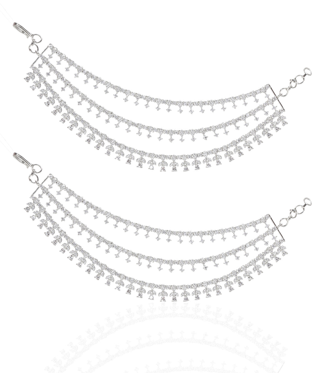 ANAYA SILVER FINISH ZIRCON EARCHAIN