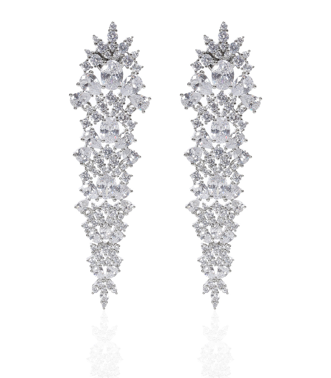 ISHANA SILVER FINISH ZIRCON EARRING