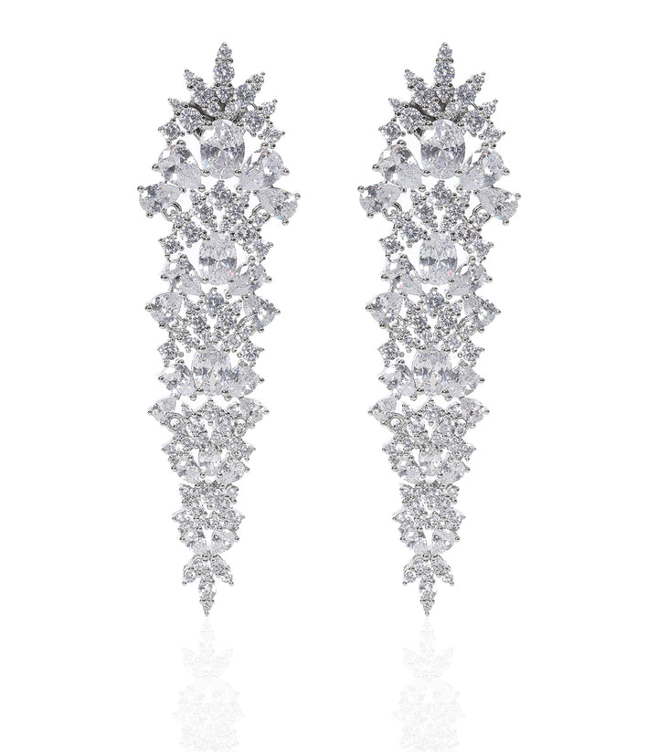 ISHANA SILVER FINISH ZIRCON EARRING