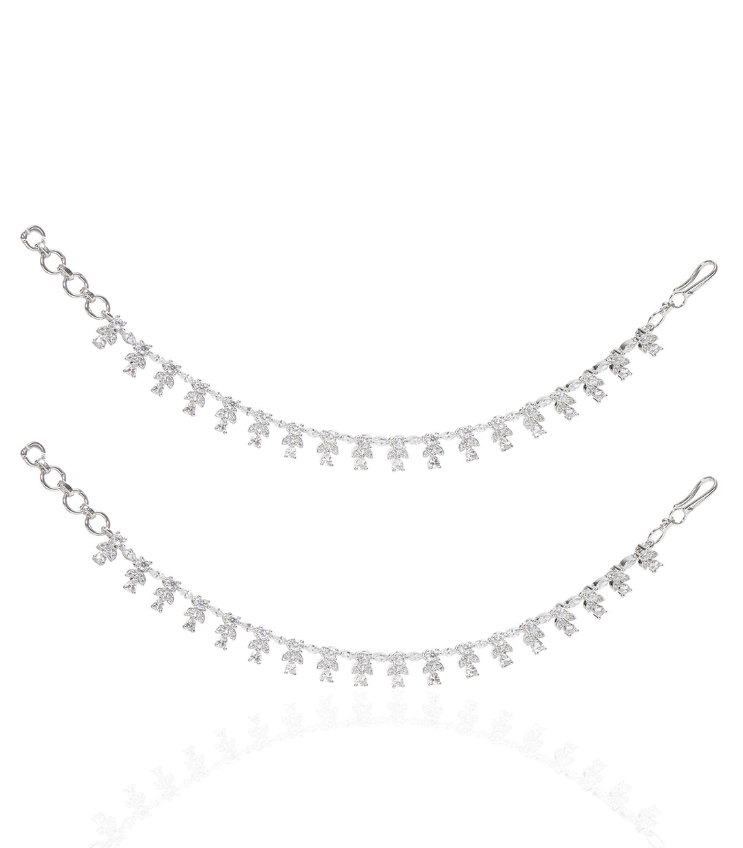MANSI SILVER FINISH ZIRCON EARCHAIN