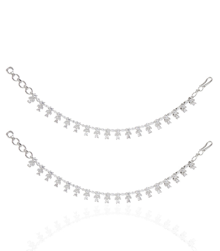 MANSI SILVER FINISH ZIRCON EARCHAIN
