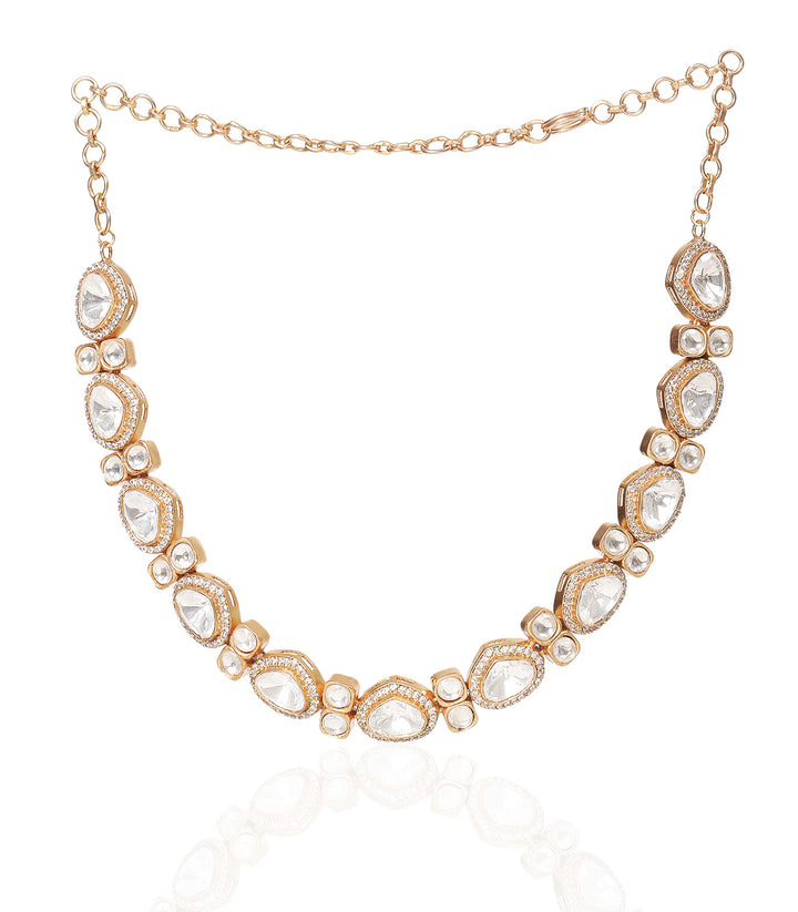 ANVI GOLD PLATED POLKI NECKLACE SET