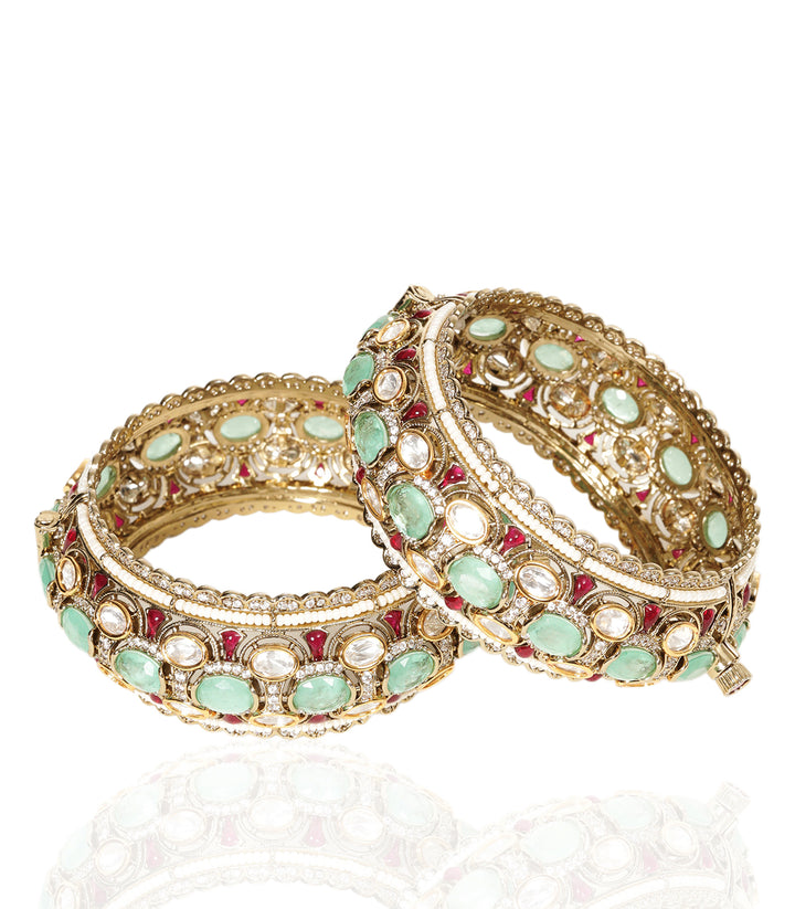 PRIYA RUBY & MINT POLKI BANGLES