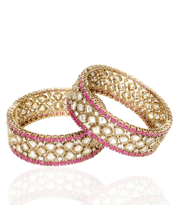 ALISHA ANTIQUE FINISH RUBY POLKI BANGLES