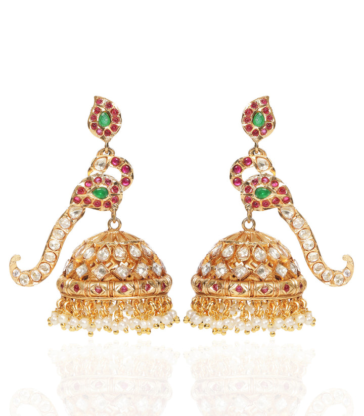 SUMAN RED & GREEN POLKI JHUMKA
