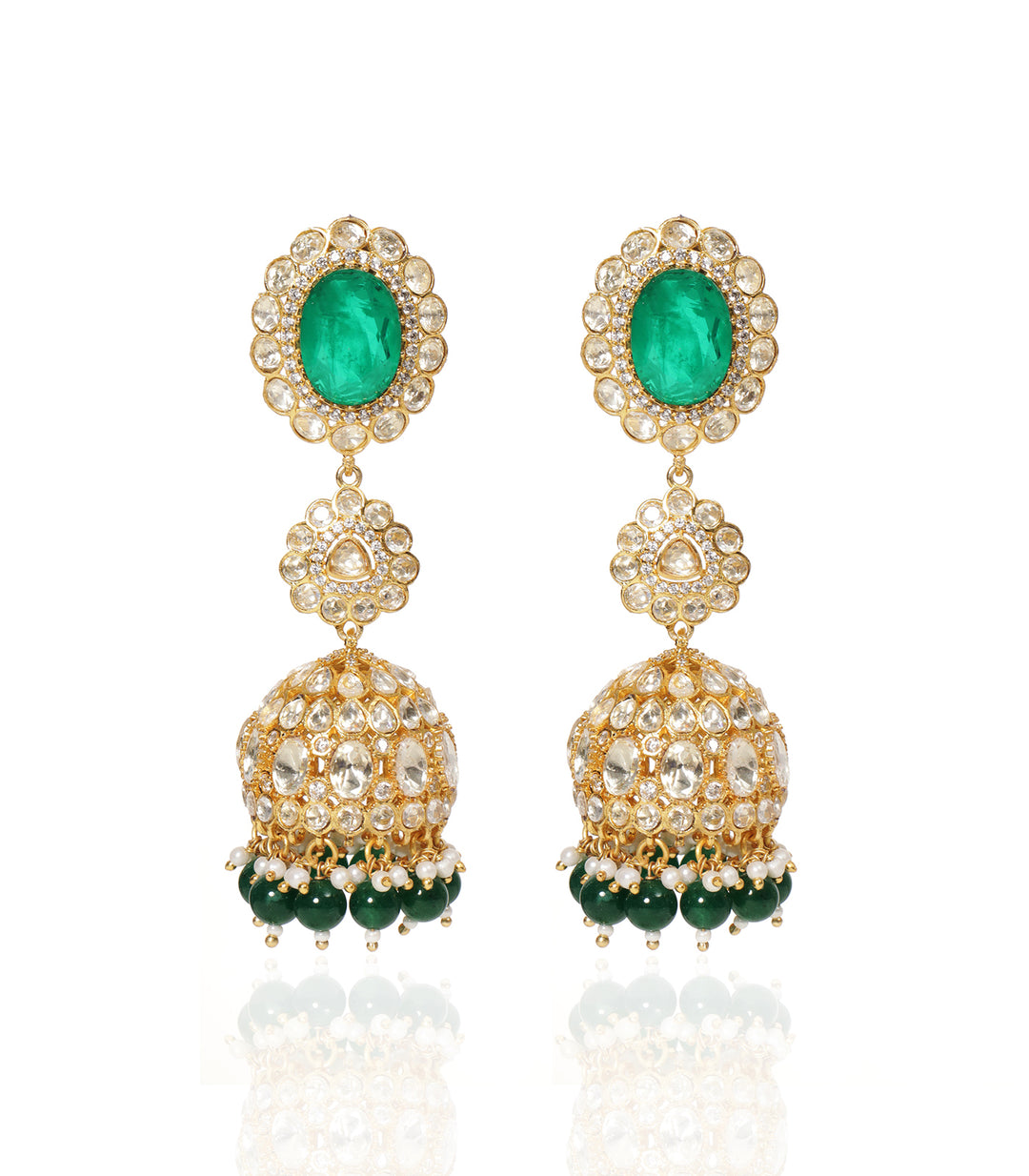SIMRAN GREEN POLKI JHUMKA