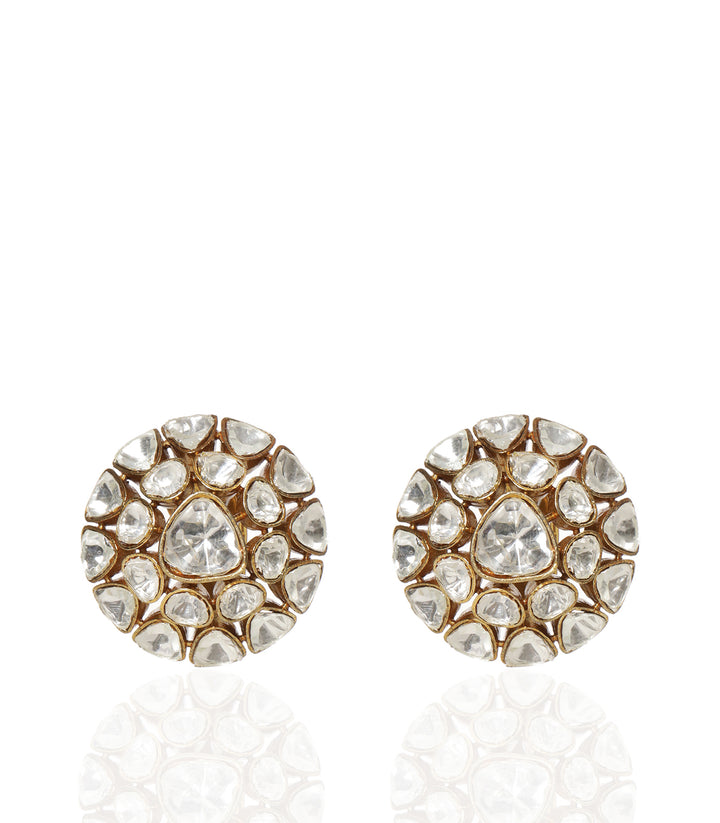 AVLEEN GOLD PLATED POLKI STUD