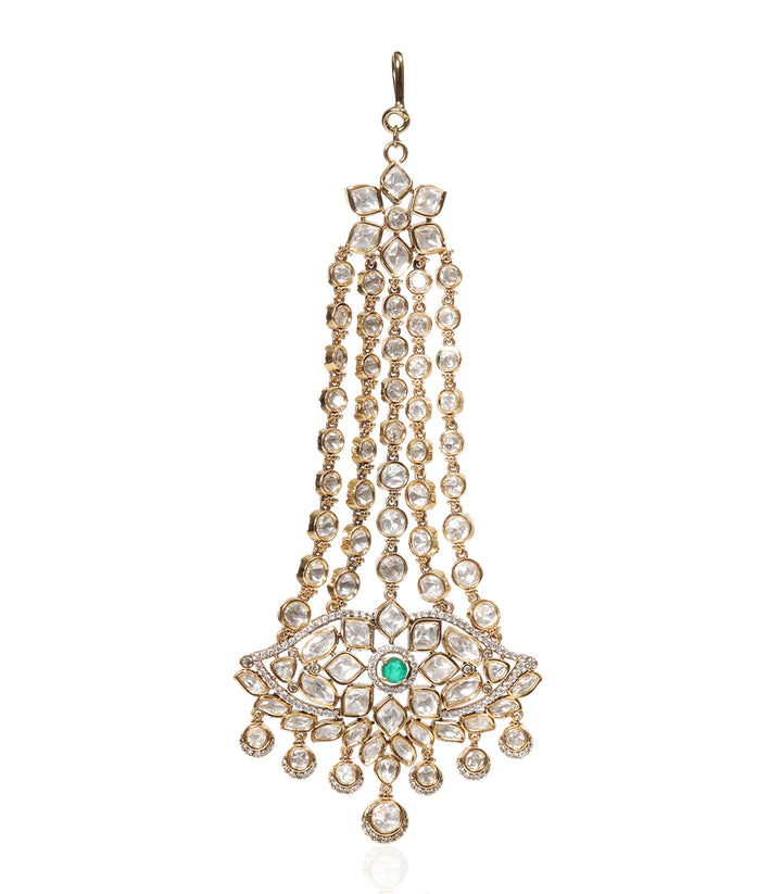NAYRA ANTIQUE FINISH GREEN POLKI PASSA
