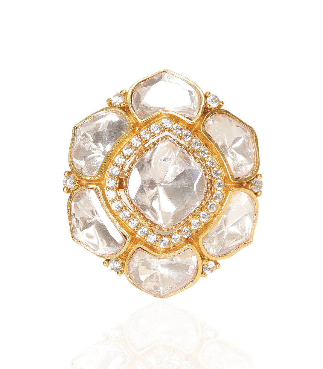 RUDRA GOLD PLATED POLKI RING