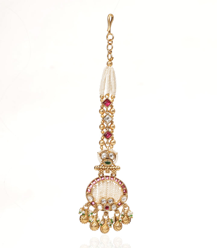 SEJAL RED & GREEN KUNDAN TIKA