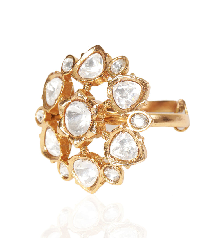 ANVI GOLD PLATED POLKI RING