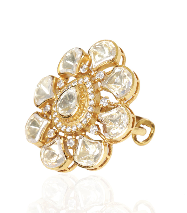JIVIKA GOLD PLATED POLKI RING