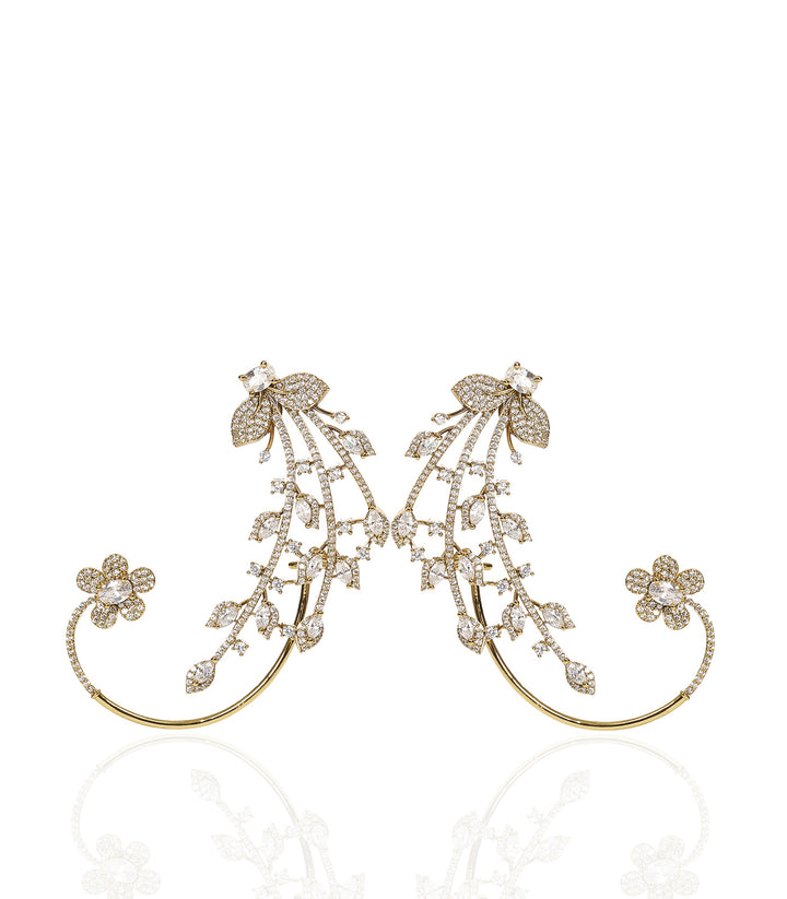 CHANDRIKA ANTIQUE GOLD FINISH ZIRCON EARCUFF