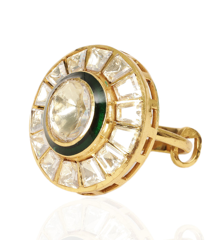 AMIA GREEN POLKI RING