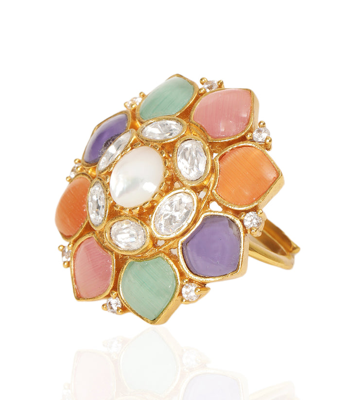 VISHAL MULTI COLOR POLKI RING