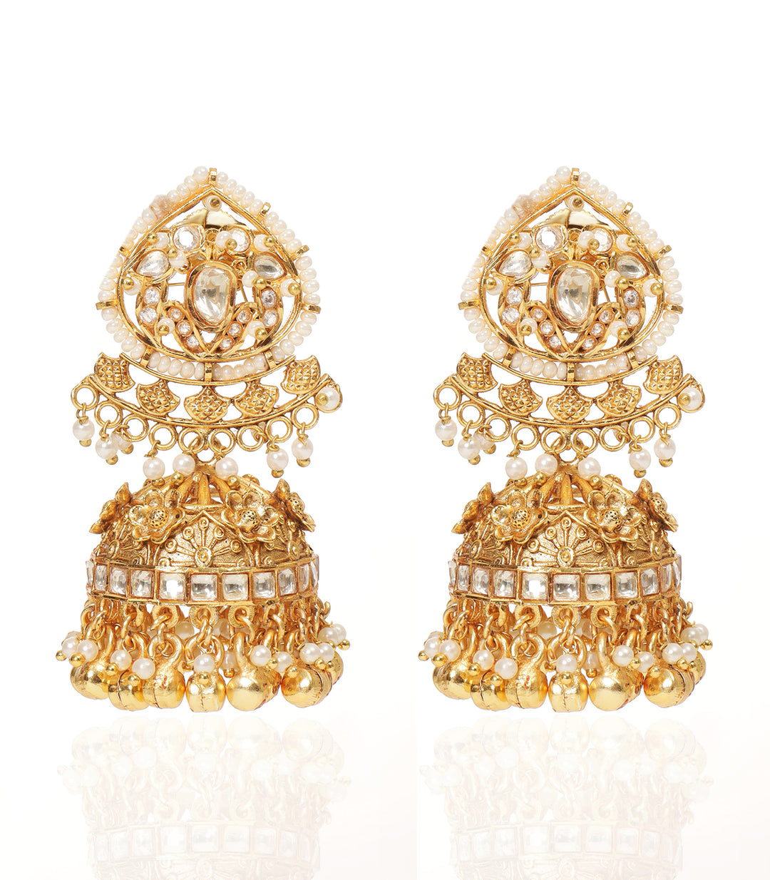 MEHER GOLD PLATED POLKI JHUMKA