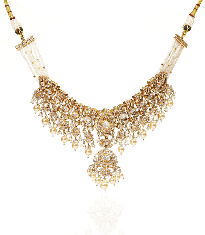 RUHI GOLD PLATED POLKI NECKLACE SET