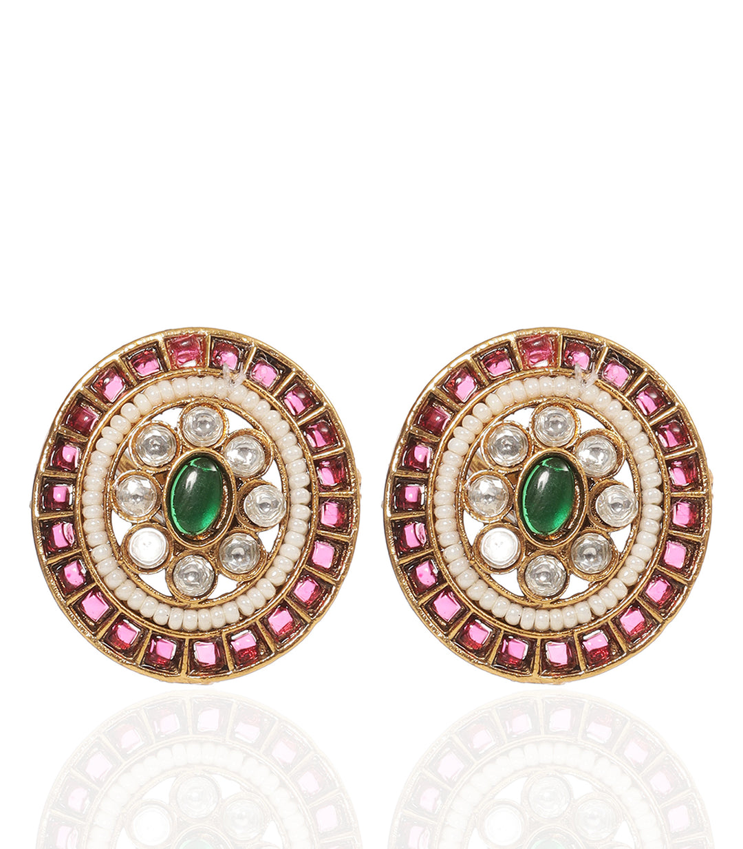AVNI RED & GREEN KUNDAN STUD