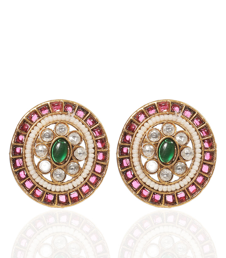 AVNI RED & GREEN KUNDAN STUD