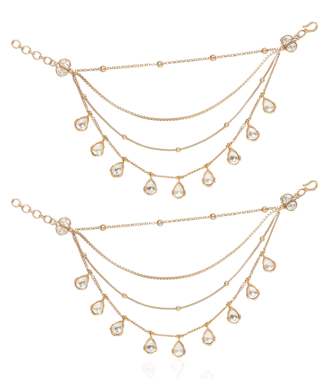 BARUNI GOLD PLATED POLKI EARCHAIN